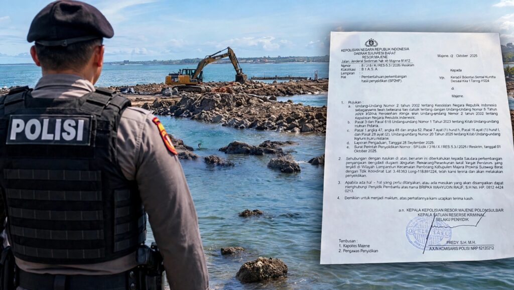 Polisi selidiki dugaan reklamasi laut di Lalampanua Pamboang Majene dengan alat berat excavator di pesisir pantai